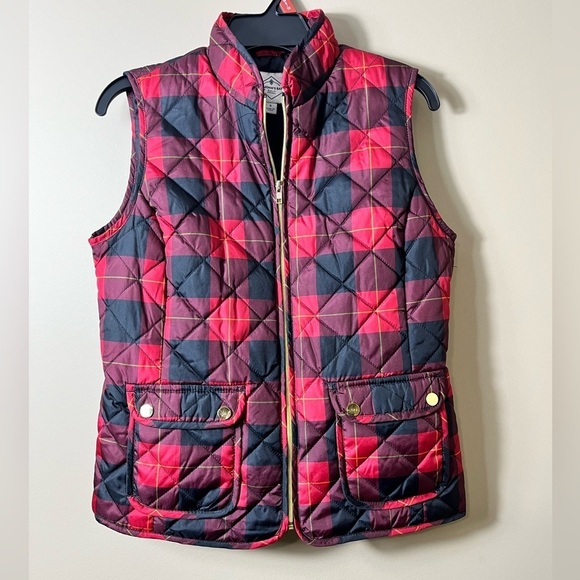 St John’s Bay Buffalo Plaid Festive Holiday Quilted Outdoor Vest Size Small - Picture 4 of 11